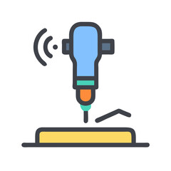 Automated Welding Machine Icon, Modern Manufacturing Technology Concept