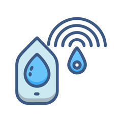 Smart water sensor with wireless connectivity icon design