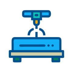 Industrial robotic arm picks, sorts, and places materials