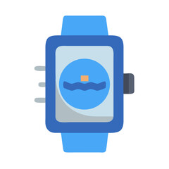 Smartwatch displaying swimming activity, blue, modern design