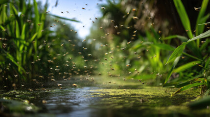 Tropical jungle stream sunlight