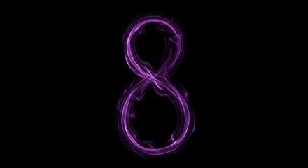 Fototapeta premium Number Eight Shaped By Purple Smoky on Dark Backdrop Concept
