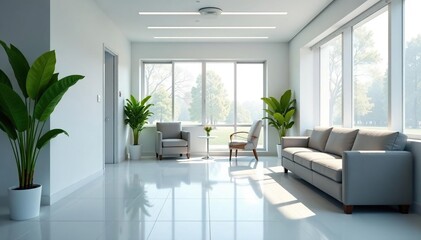 Fototapeta premium A clean and modern general practitioner's office waiting area , physician, bright