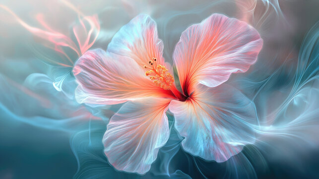 Soft focus hibiscus flower closeup