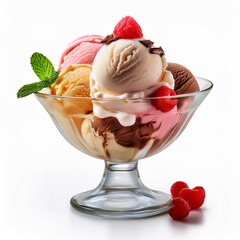 Delicious Ice Cream Sundae with Whipped Cream and Cherries
