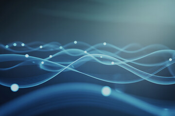 Abstract Digital Waves with Glowing Points and Blue Tones