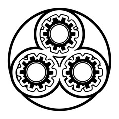 Clean Line Art Icon of a Gear Mechanism, Representing Teamwork, Collaboration, and Industrial Processes for Business Presentations and Website Design.
