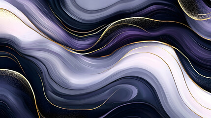 Abstract purple and gold swirling waves background design, ideal for website banners or luxury product packaging