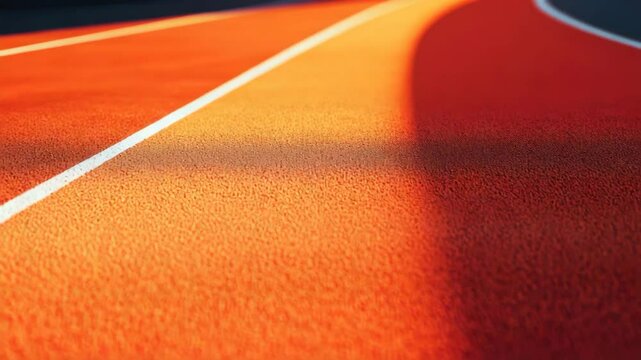 Vibrant close-up of sunlit running track with white lane line, ideal for sports-themed mockup