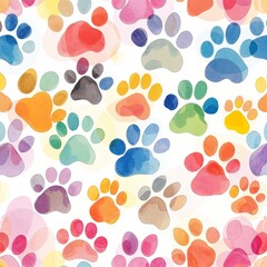 seamless background with dog paws prints