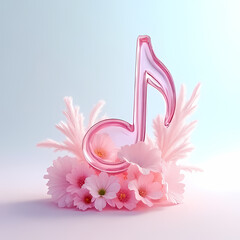 Pastel Music Note Surrounded by Elegant Floral Elements

