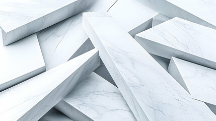 Obraz premium Abstract white marble geometric shapes background; modern design texture for website banner or product presentation