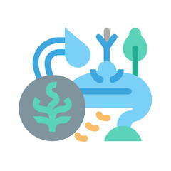 Sustainable agriculture system graphic, water conservation and healthy environment