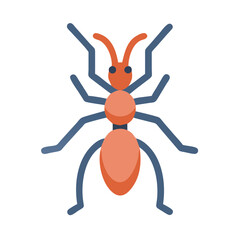 Ant illustration with blue and orange on black backdrop