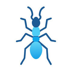 Stylized Blue Ant Insect on Black Background Illustration