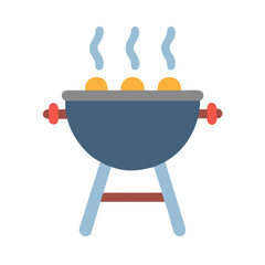 Smoky grill illustration: Barbecue grilling summer cookout theme