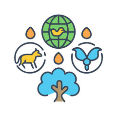 Eco Icons Symbolizing Nature, Sustainability and Conservation