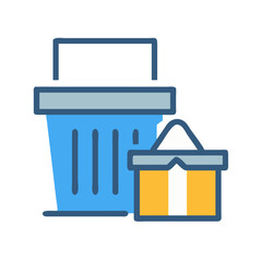 Trash and Recycle Bin Icon - Disposal Concept
