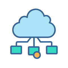 Cloud Computing Network Connectivity Illustration on a Black Background