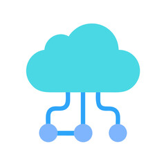 Blue Cloud with Data Nodes on Black Background