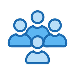 Light Blue Teamwork Icon on Black Background Illustration