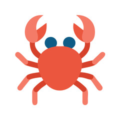 Cute Red Crab Cartoon Character on Black Background