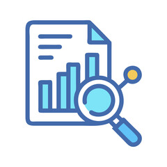 Analyzing data: report with chart and magnifying glass