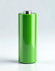 Obraz premium Eco-friendly green battery on light gray background