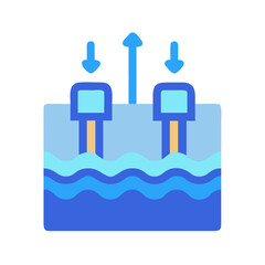 Water Treatment Plant Diagram: Downflow, Upflow Vector Illustration