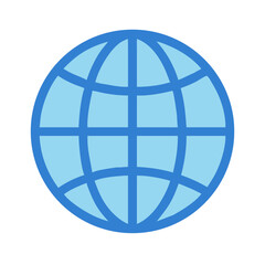 Blue World Globe Icon on Black Background