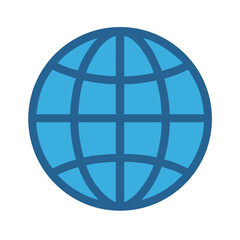Obraz premium Blue globe icon representing international connection and communication
