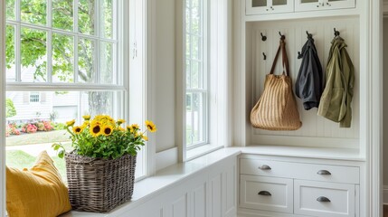 Bright Mudroom with Built-in Storage and Cozy Bench Seating