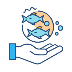 Fish in Hand Illustration: Save Aquatic Life Concept