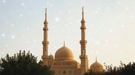 Golden mosque exterior in daylight