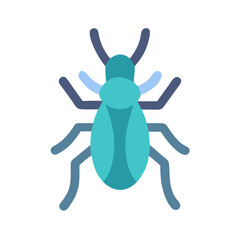Blue Bug Insect Illustration, Flat Design on Black