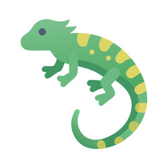 Flat Green Spotted Chameleon Illustration on Black Background
