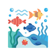 Cartoon Fish in an Underwater World Illustration Vector