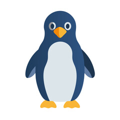 Cartoon Penguin Standing on Black Background Animal Illustration