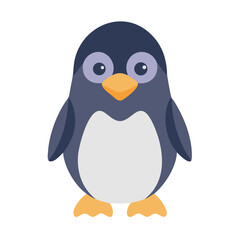 Cute Cartoon Penguin Illustration Isolated on Black Background
