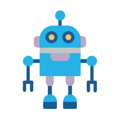 Cute Cartoon Robot Illustration on Black Background