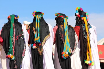Kelaat Mgouna - Morocco. 05/05/2025. Moroccan Amazigh women dancing and chanting Ahidous; a...