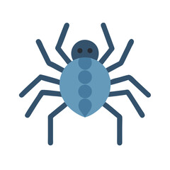 Blue Spider Illustration on Black Background, Simple Design