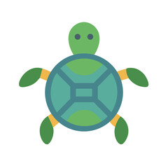 Flat Design Vector Turtle Illustration with Black Background