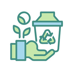 Hand Holding Plant and Recycling Bin Symbol Illustration