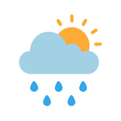 Sunny Rain Cloud Cartoon Weather Icon Illustration