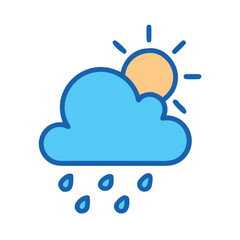 Rain and sun cartoon icon on black background