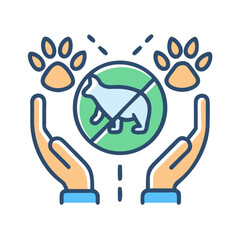 No Pets Allowed Icon with Paw Prints and Hands