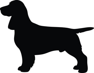 Retriever silhouette, Line art vector illustration of a Golden Retriever with a soft wavy coat and standing happily