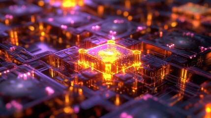 Fototapeta premium Abstract glowing digital circuit