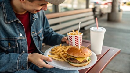 man eating fast foods